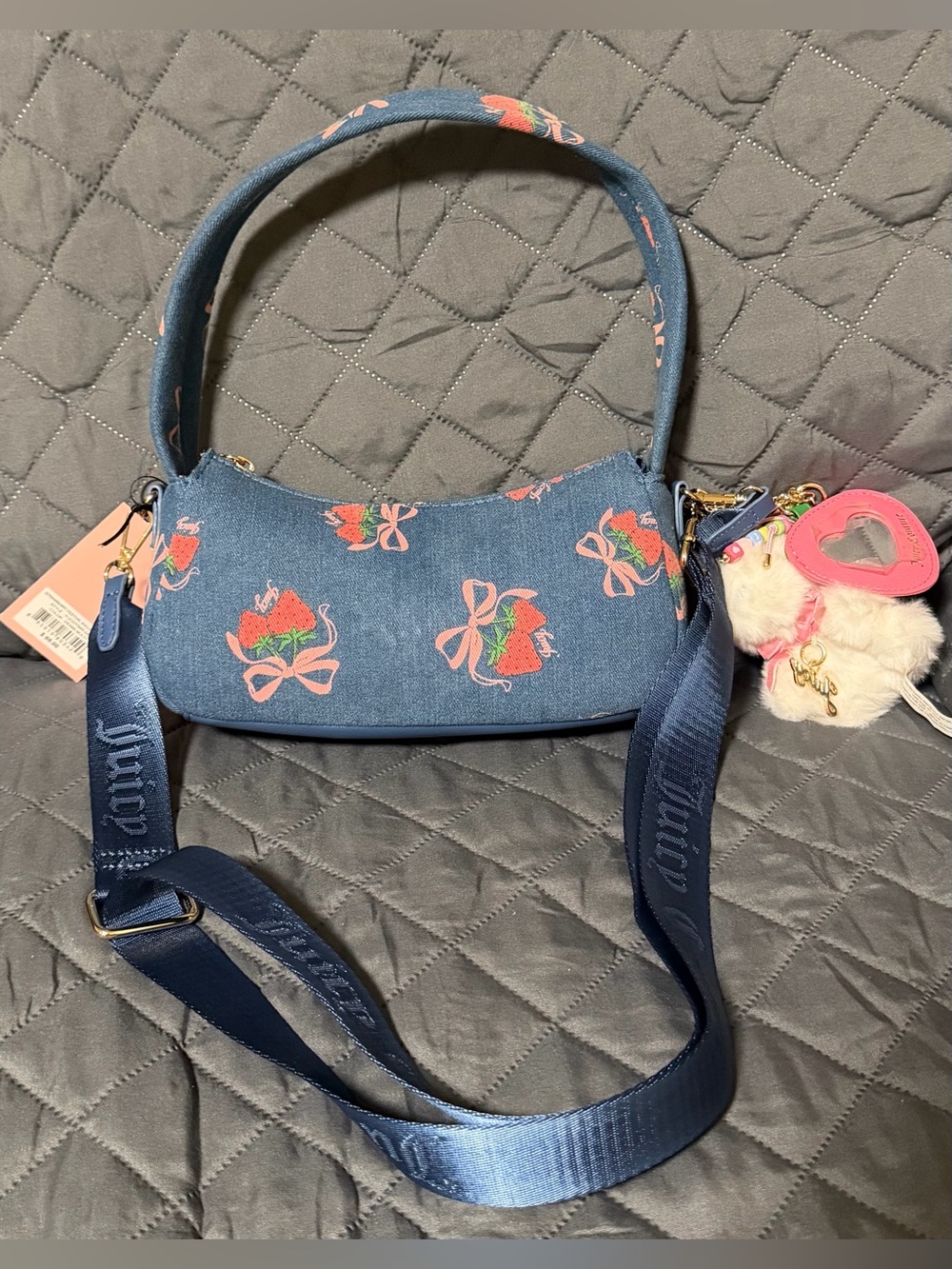 Juicy Couture Strawberry Festival Shoulder Bag Crossbody Denim